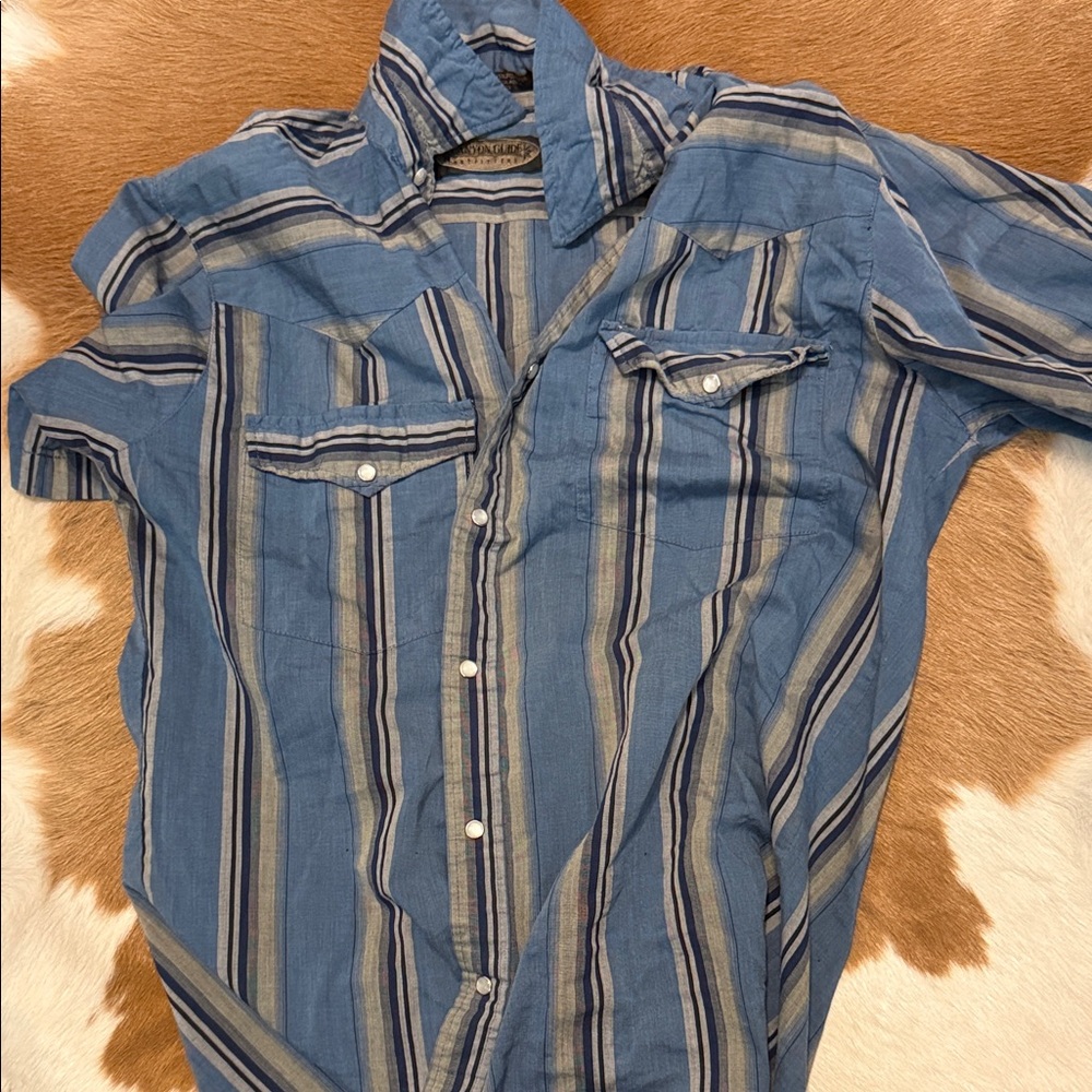 Stylish Men's Blue Striped Button-Down Shirt